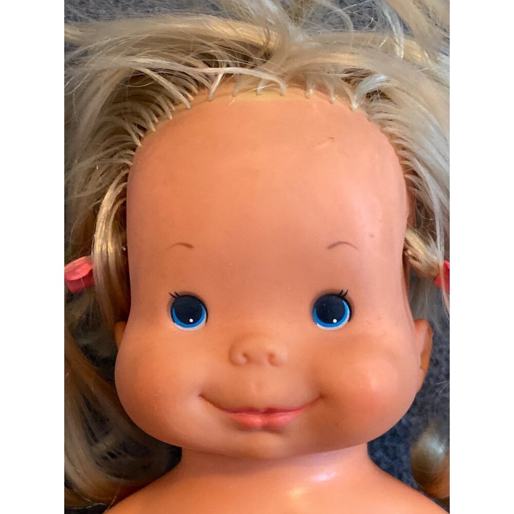 VTG 1978 Ideal Toy Whoopsie Doll Blond Squeeze Soft Tummy Hair Lifting Pigtails
